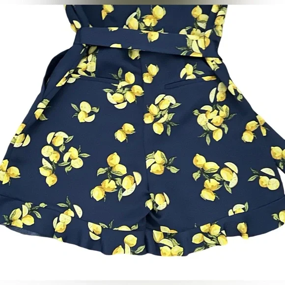 Banana Republic Navy Lemon All Over Print Romper With Ruffles Size 4 Money - Picture 9 of 9